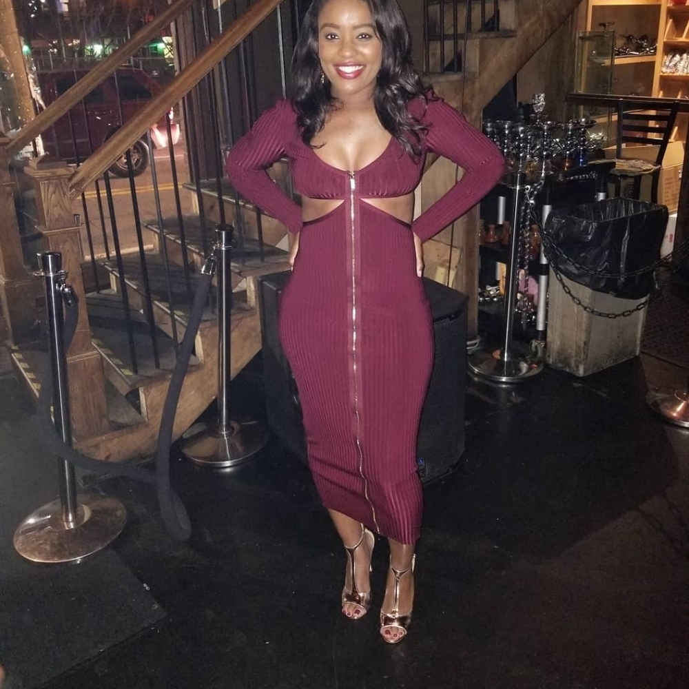 Med size House of CB sexy cut out burgundy dress